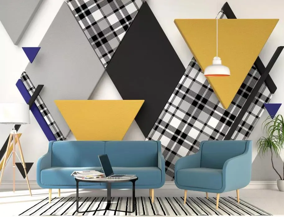 Papel de parede xadrez preto e branco, geométrico, moderno, minimalista, de  parede, quarto nórdico