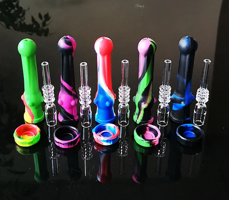 Silicone Nectar Collector Kits With 14mm Joint Quartz Nail Oil Wax Container Box Silicone NC Kit Oil Dab Rigs Water Pipes