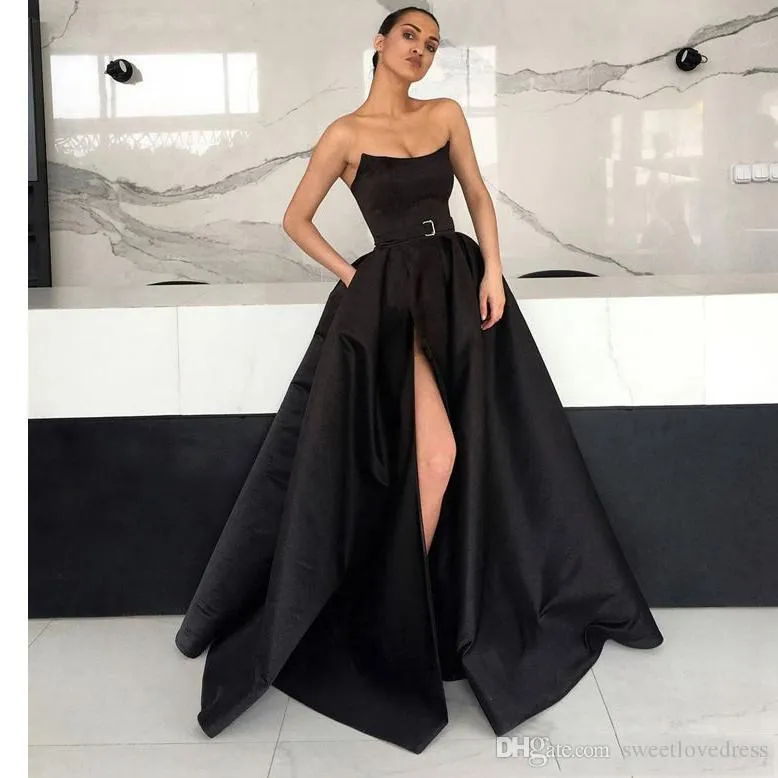 Custom Design Slit Party Prom Dresses, Long Prom Dresses, Prom Dresses 2019