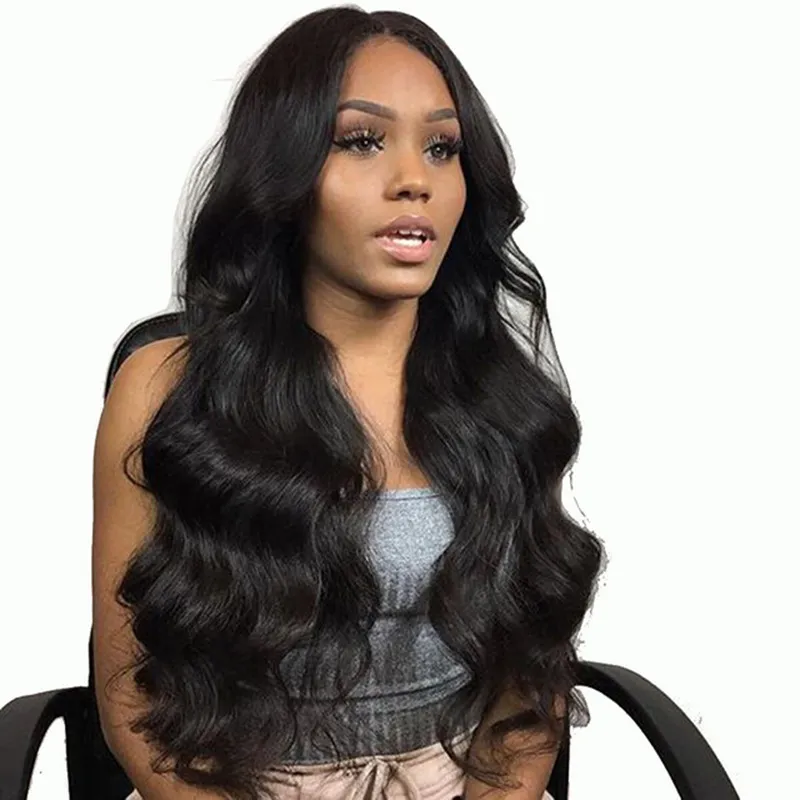 SHUOWEN Synthetic Hair Wig Black Brown Wavy Wave Full perruques Simulation  Human Hair Soft Wigs 103#