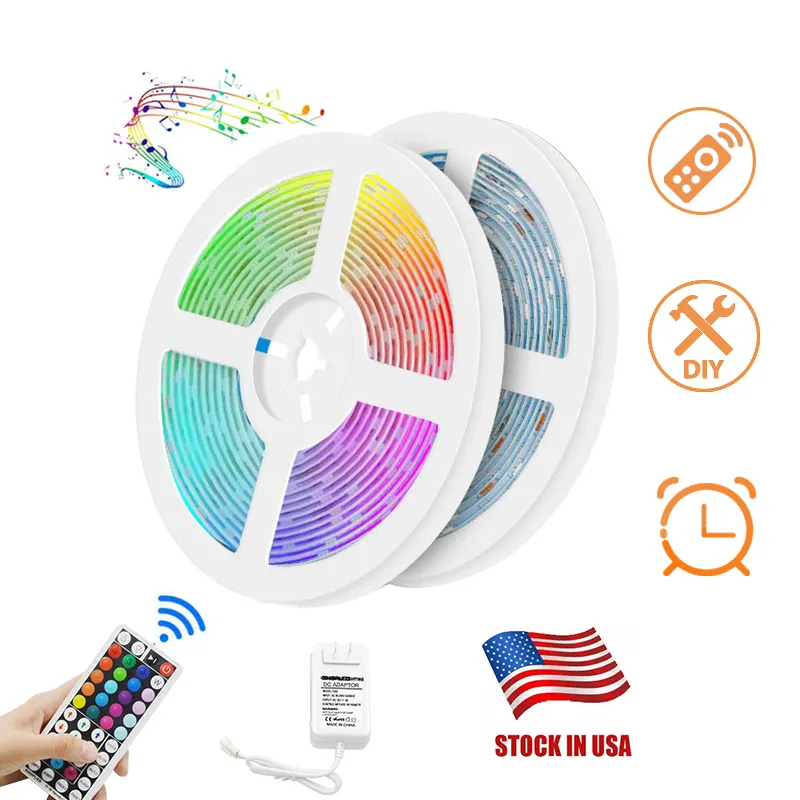 RGB LED Strip Light 5050 5M 10M IP20 LED Light Rgb Leds Tape Led Ribbon Flexible RF Bluetooth APP Controller DC12V Adapter