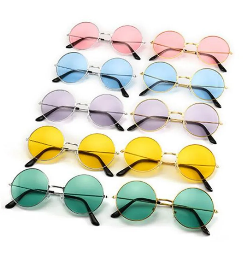 جملة Retro Round Glasses Frame Metal Frame Colorful PC Runglasses للرجال والنساء الملحقات العصرية DC397