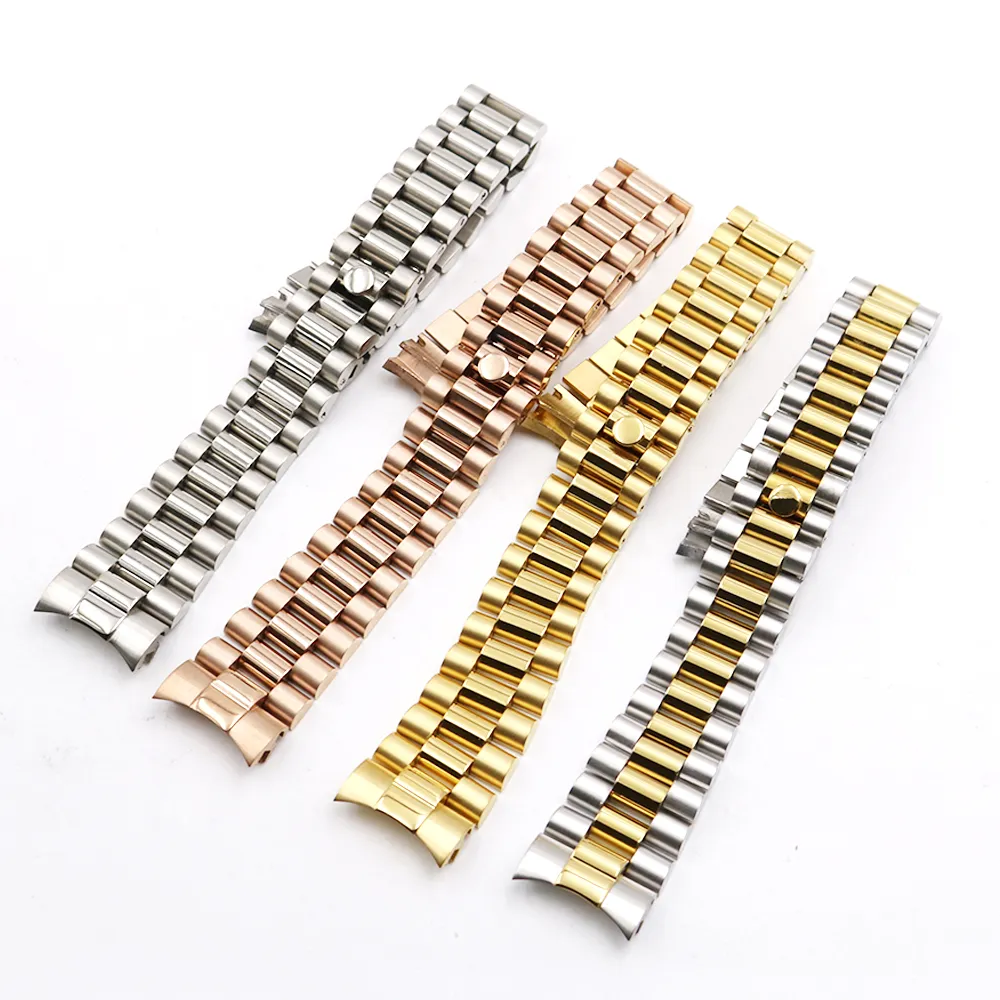 20mm President Jubilee Watch Band Solid Curved End Screw Links för Rolex rostfria271L