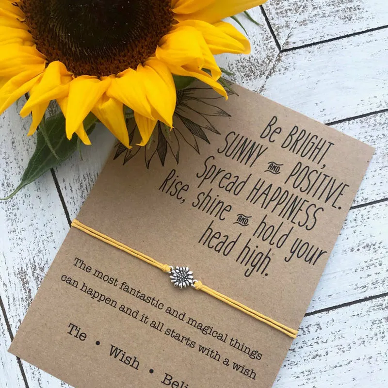 Sunflower Inspirational Quotes Bracelets Handmade Fashion Jewelry,  Positive Message Gifts! Best Seller!