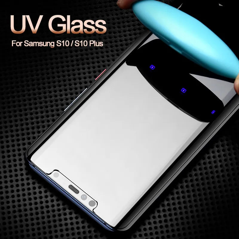 Colla liquida UV Protezione in vetro temperato curvo a copertura totale 3D per Samsung galaxy NOTE20 S20 Ultra S10 S8 S9 Plus Huawei p40 p30 mate30 pro
