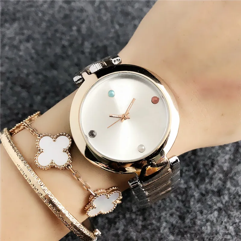 Ny 2019 Hot Fashion Casual Ladies Watch Högkvalitativ lyxklänning Quartz Watch Tjejer Rostfritt Stål Armband Klocka Masculino. Fru Gift