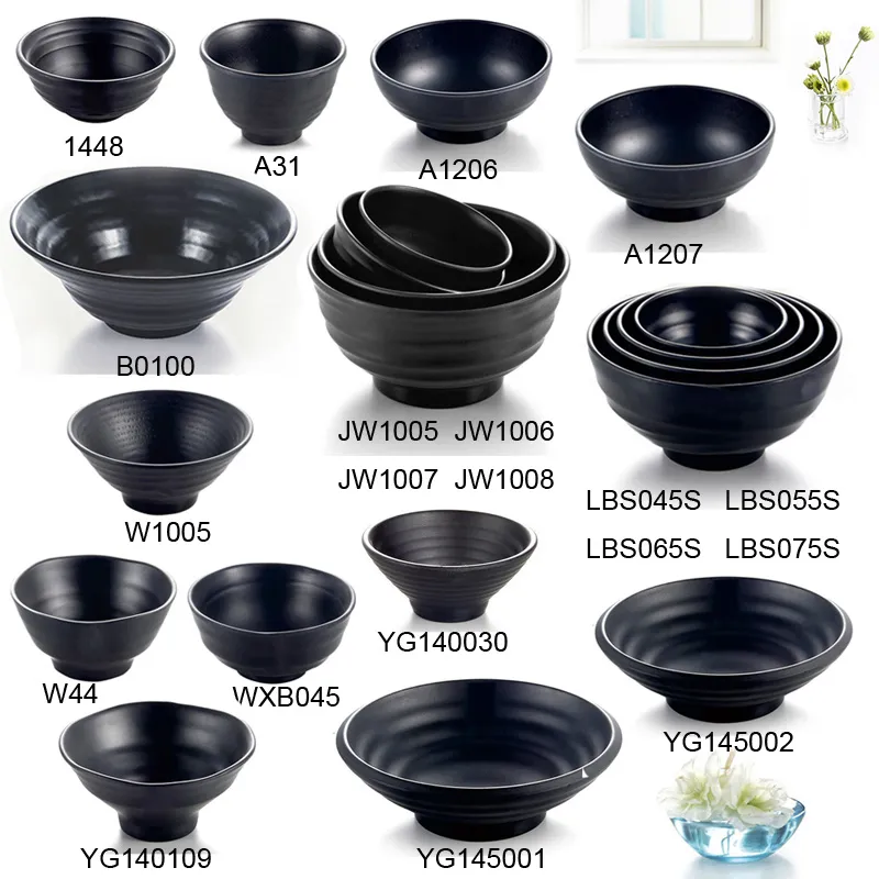 Zastawa stołowa z melaminy Black Frost Whorl Bowl Specjalna restauracja A5 Miski z melaminy Zastawa stołowa z melaminy Miska do ryżu Sprzedaż hurtowa