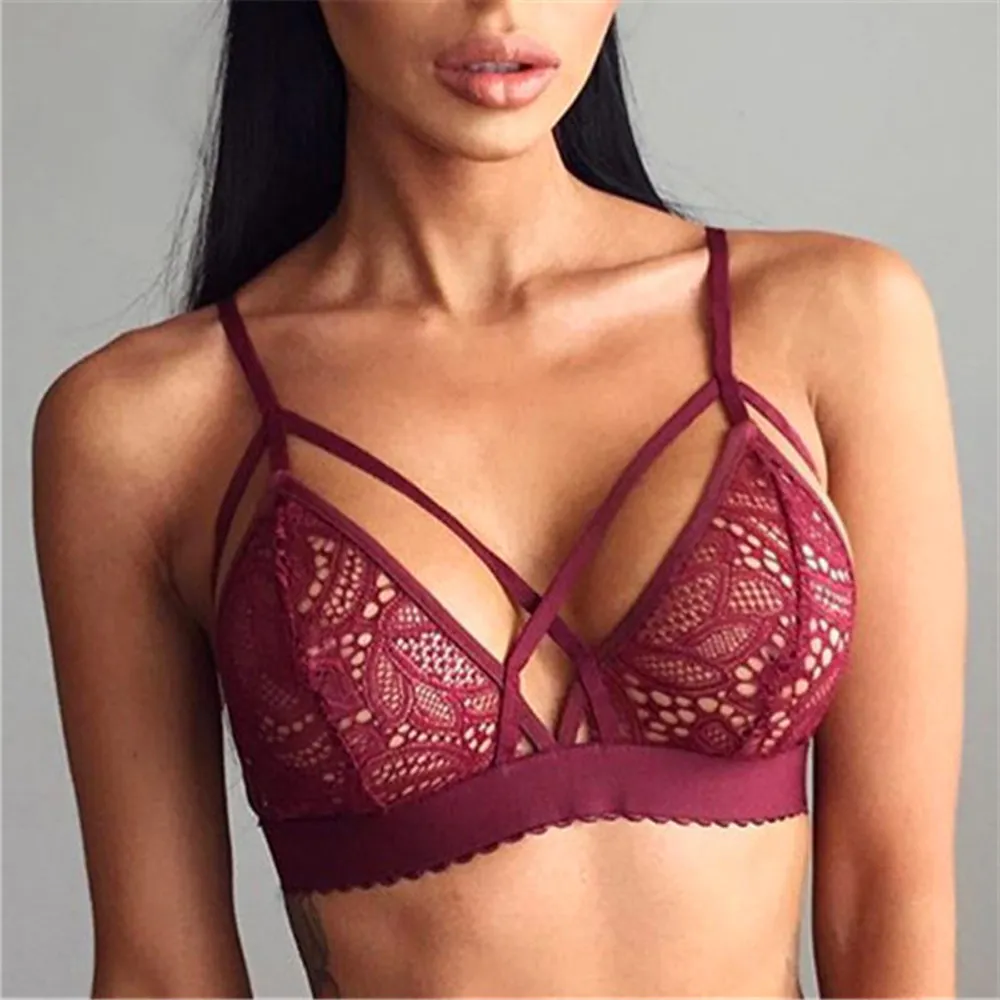 Sutiã 2021 Lingerie Exótico Sutiã Mulheres Sexy Laço Floral Sheer Tops Oco  Out Ultrathin Bralette Bralet Underwear Sem Fio De $228,37