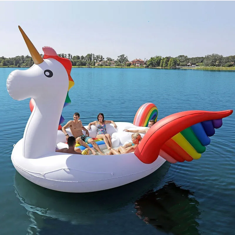 2020 New 6-8 person Huge Flamingo Pool Float Giant Inflatable Unicorn Swimming Pool Island For Pool Party Floating Boat