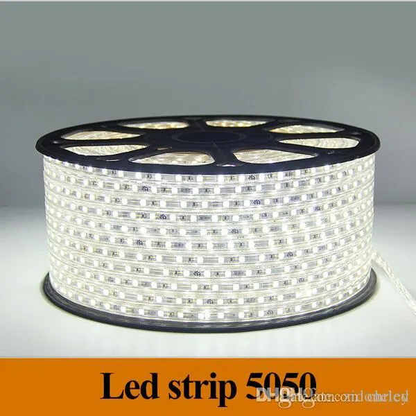 LED Strip Light SMD5050 LED Flexibelt ljus 60LED / M AC110V / 220V Vattentät 6 färger Cuttable LED-remsor med strömkontakt