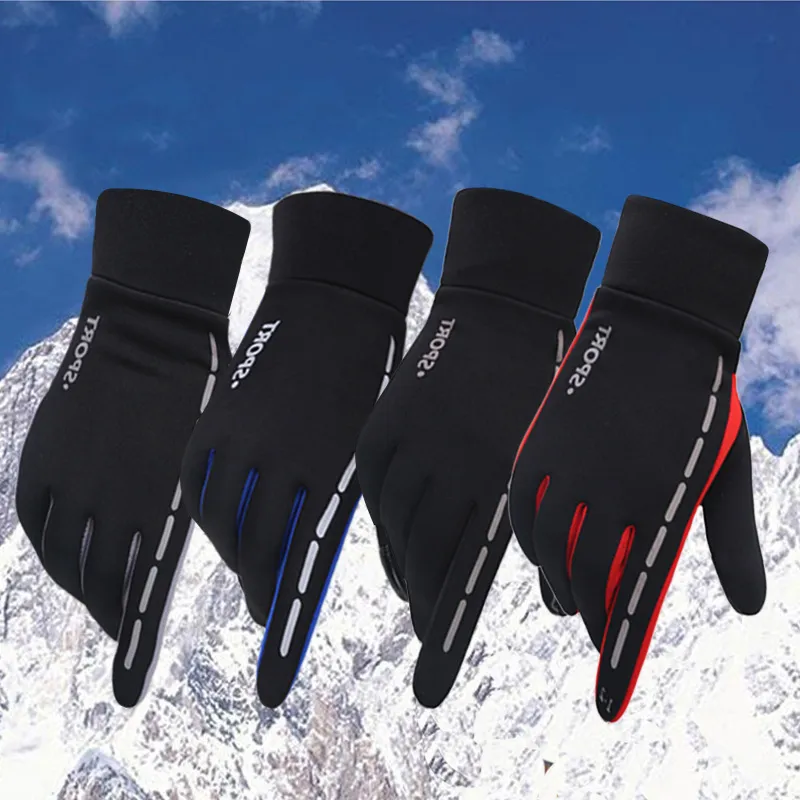 Klassisches Design für Herren, Winter, Outdoor-Sport, Fahren, warme Handschuhe, kühles Display, Touch-Fünf-Finger-Handschuh