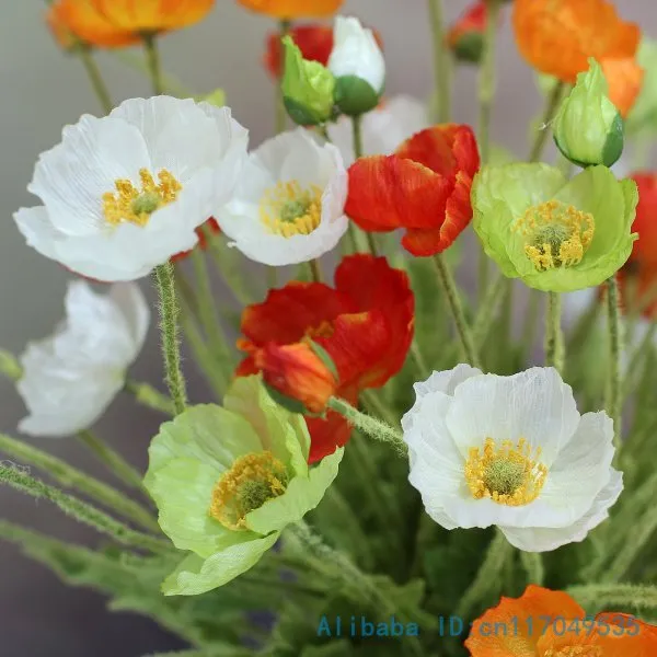 Magnifiques fleurs de pavot artificielles en soie, 1 pièce, décoration de mariage pour la maison, cadeau F263