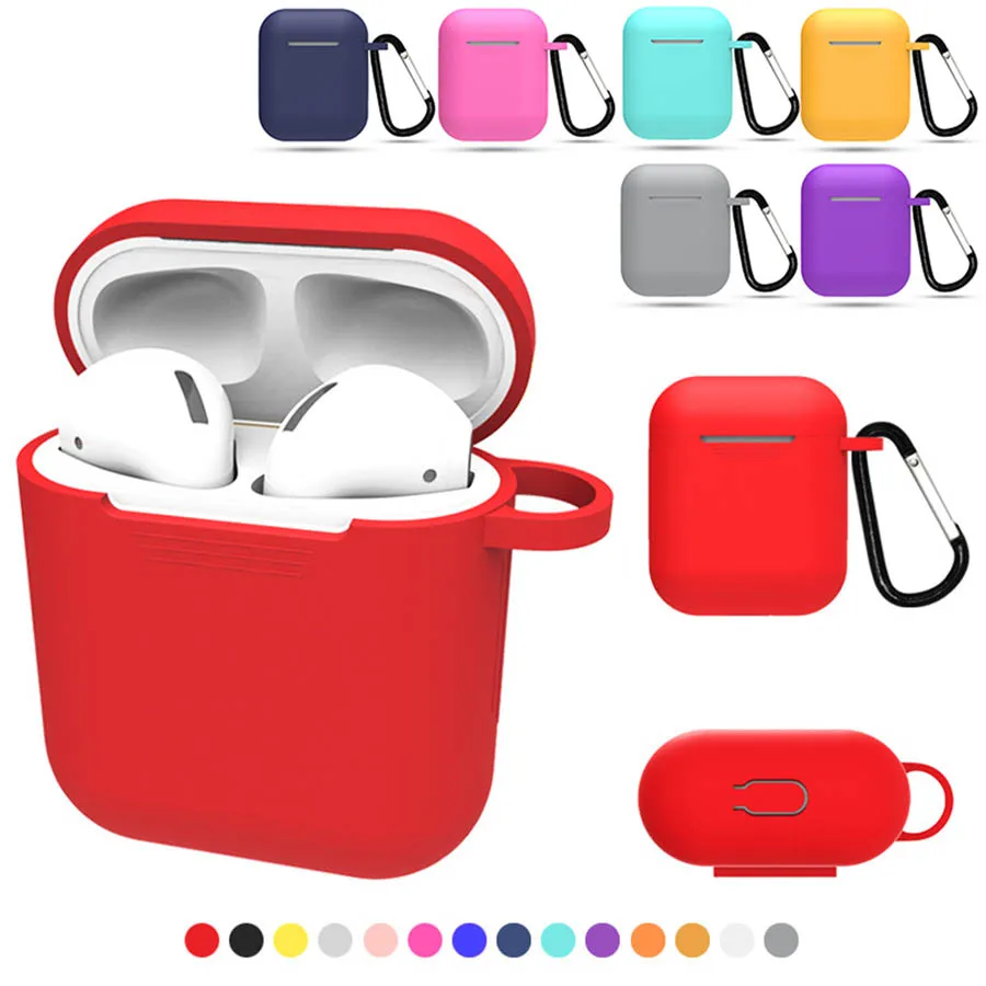 Para Apple AirPods TPU Funda de silicona Bluetooth Caja de carga de auriculares inalámbricos Funda protectora con ganchos Air Pods Bolsa protectora