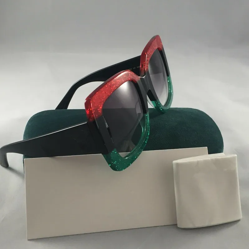 GG New Black Women s 54mm Oversized Square Sunglasses with Mixed Color Glittered Gradient Lenses
