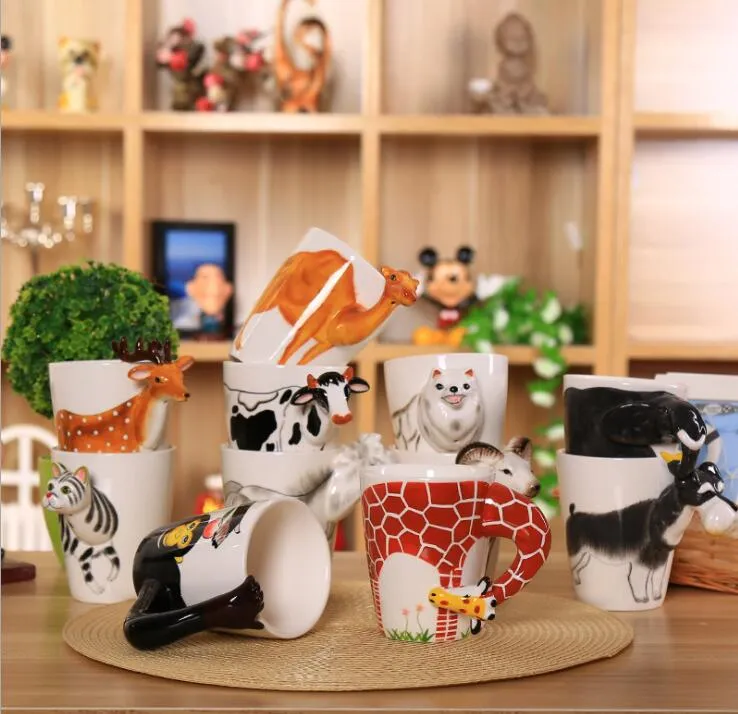Individuele creatieve keramische pure handgeschilderde dierenbeker koffiemok