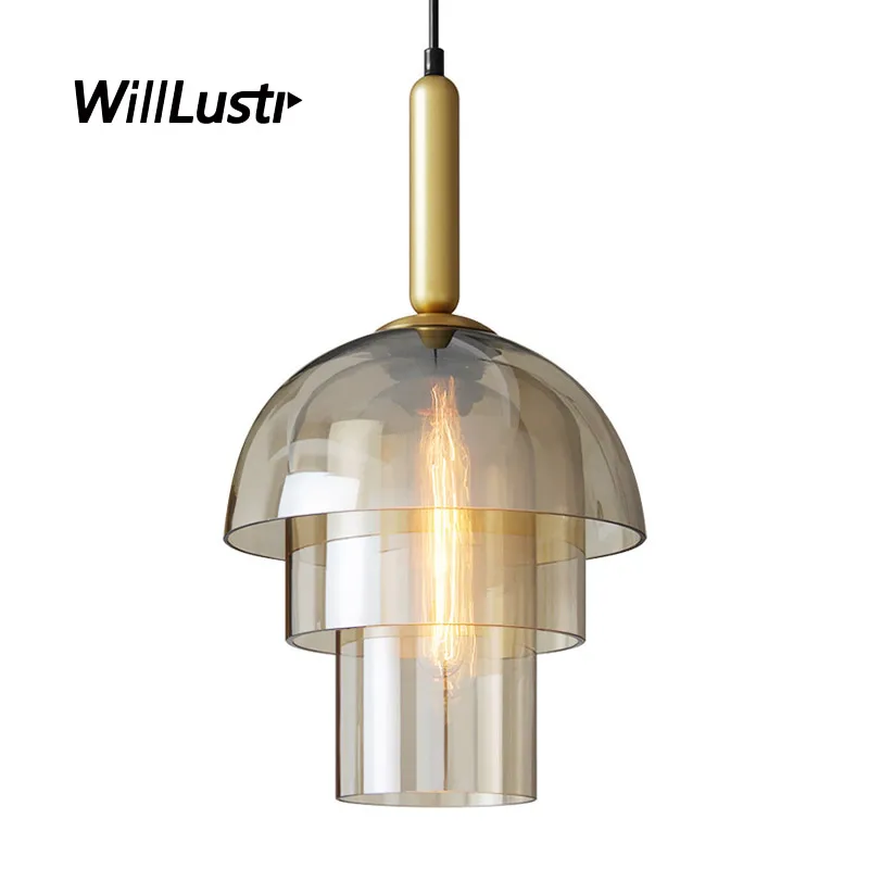 Retro Glass Windbell Pendant Light Luxury Iron Suspension Lamp Lobby Corridor Lounge Dinning Bedroom Creative Hanging Lighting