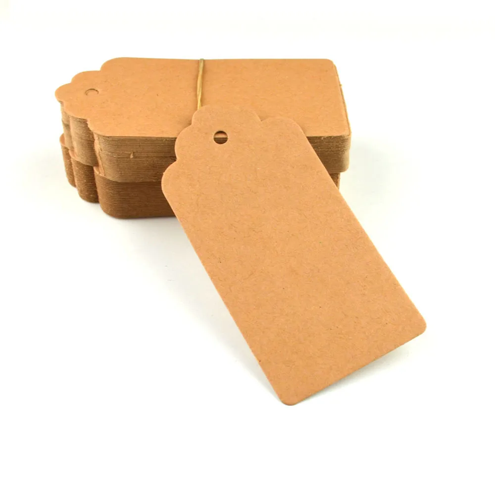 100 Etichette Regalo In Carta Kraft Con Spago - 10 Forme Diverse, Marroni, Per Compleanni E Matrimoni