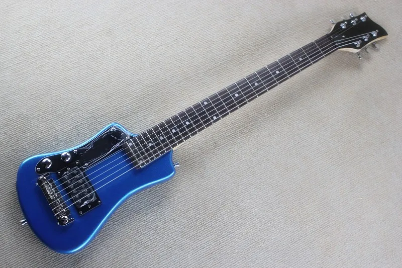 Left handed travel/children blue Electric Guitar with a soft bag,Rosewood fretboard,24 frets,Can be customized