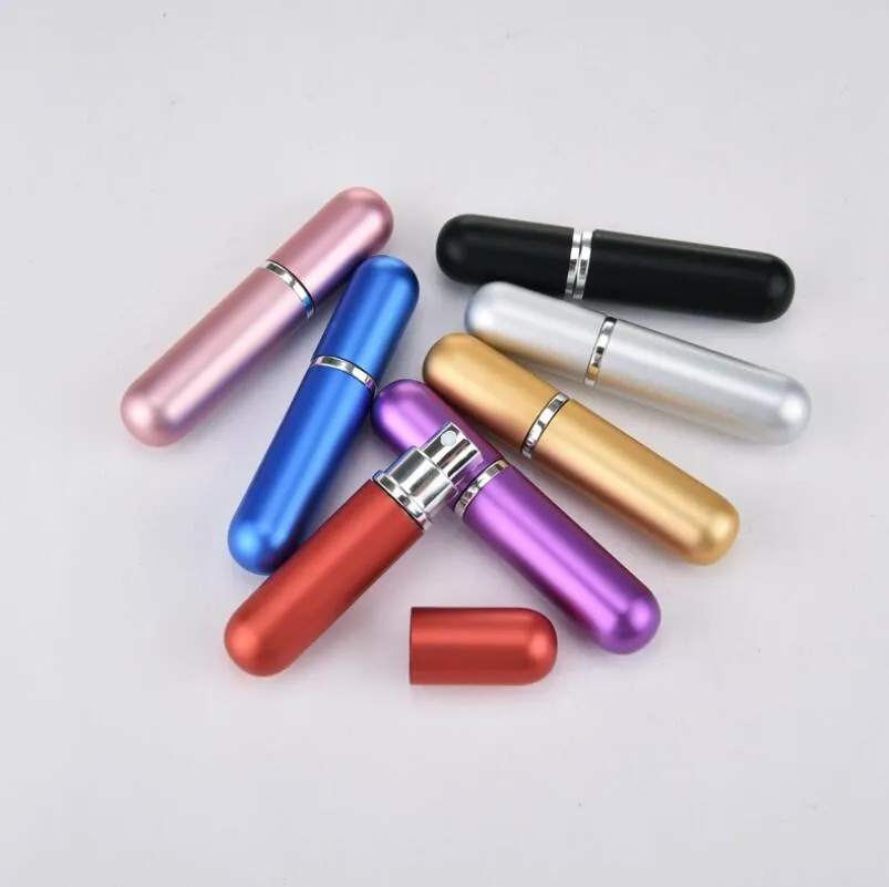 Fashion 5ml Refillable Portable Mini Perfume Bottle Travel Aluminium Spray Atomizer Tomma flaskor LX3765