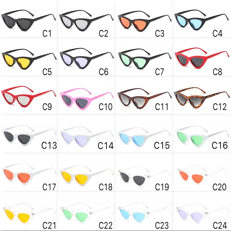 24 Colors Updated Super Cute Cat Eye Sunglasses Frame Colorful Fashion Cateye Sun Glasses Wholesale Eyewear