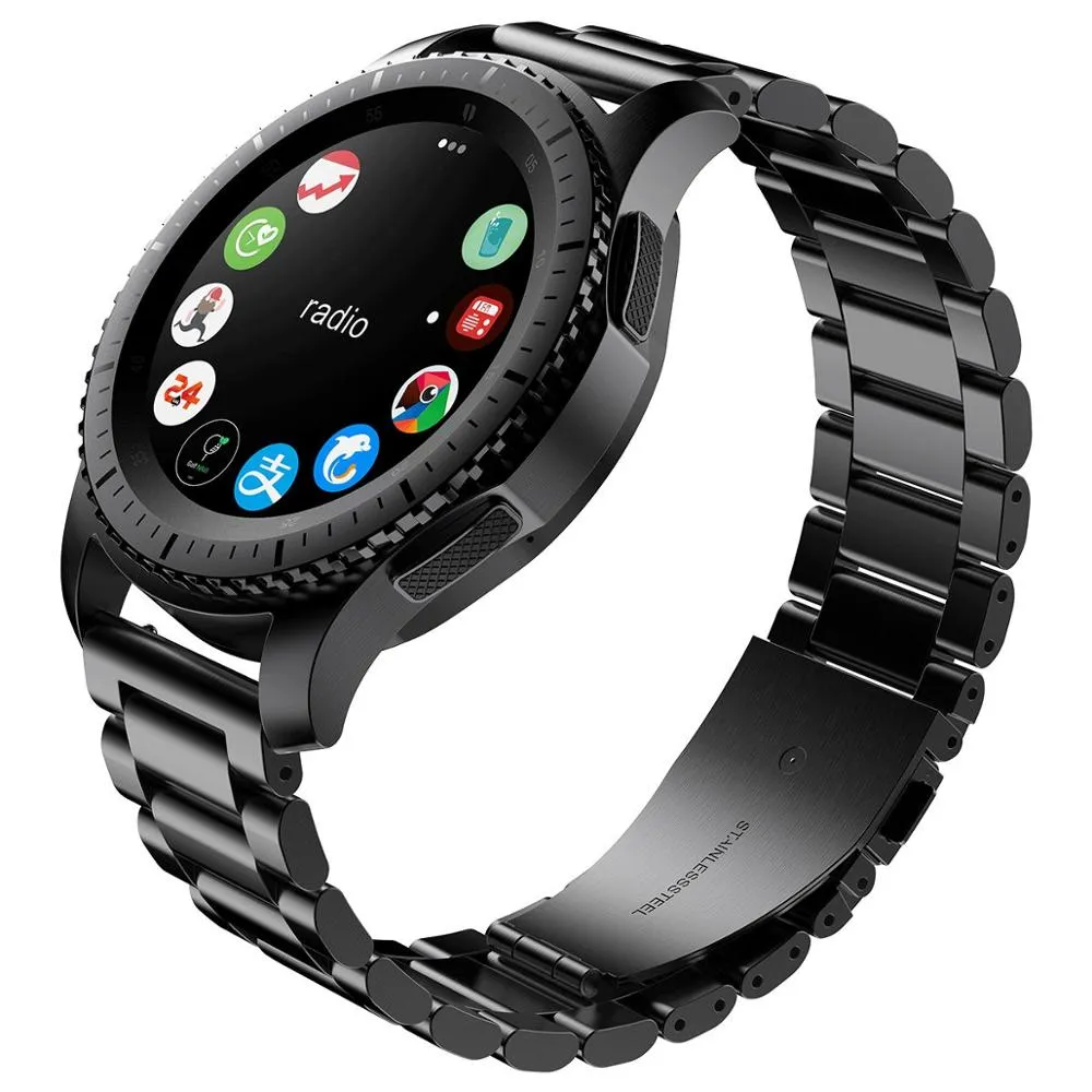 Titta på band metallrem för Gear S3 Frontier Galaxy 46mm Band Smartwatch 22mm rostfritt stålarmband Huawei GT S 3 46254S