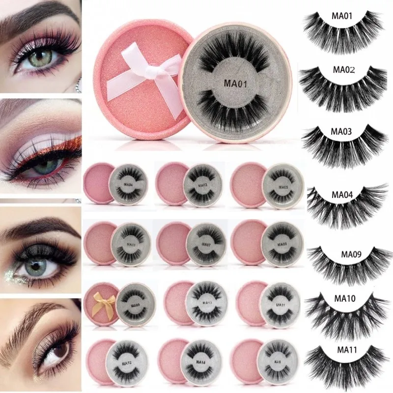 3D Faux Mink cílios 3D Faux Mink Lash reutilizável Fluffy cílios invisíveis Banda cílios dramáticas Pink Glitter pacote