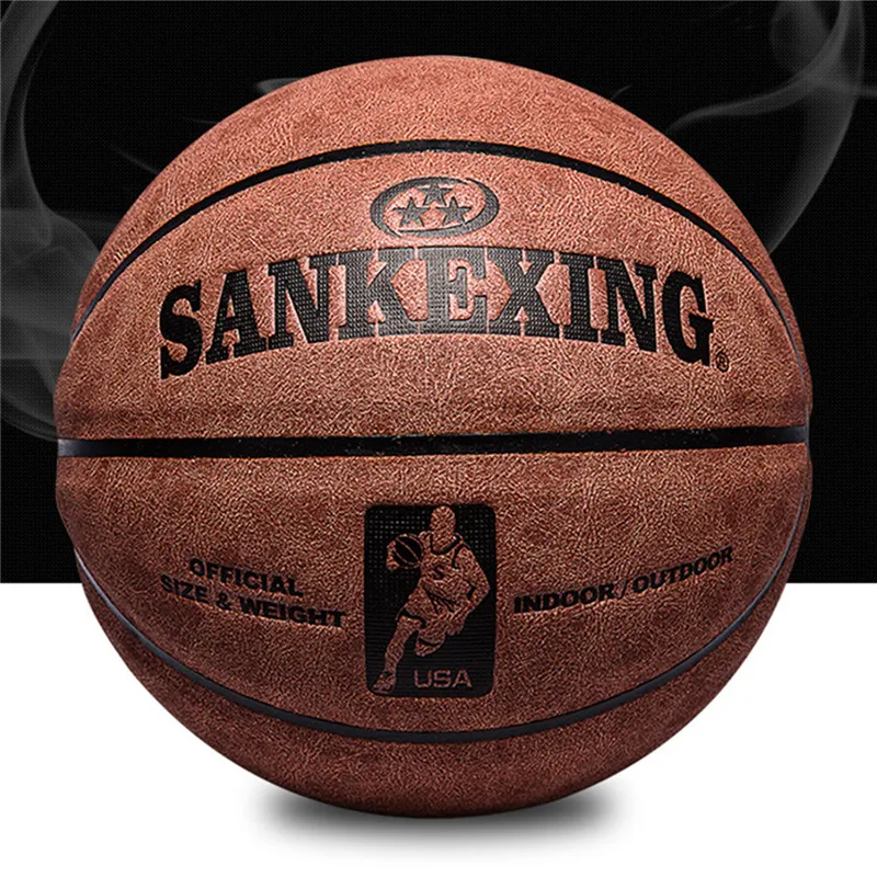 SANKEXING Basketball Ballon de Basketball Professionnel Taille 7 Cuir Intérieur Extérieur Antidérapant Ballon de Sport d'Équipe pour Hommes Fitnees Balls