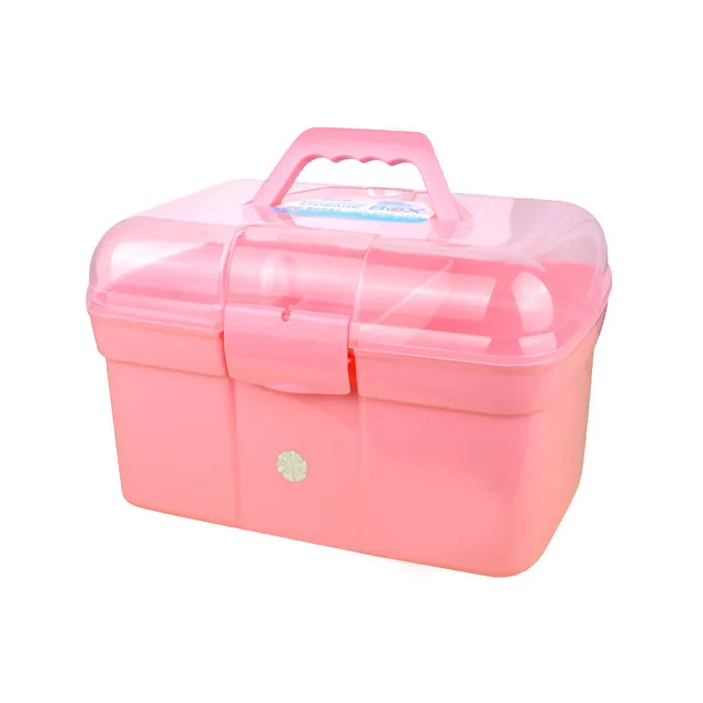 Cosmetic Organizer Hand Held Desktop Storage Box Plastic Scissors Makeup Jewelry Nail Polish Pen Container Manicure Tool Case