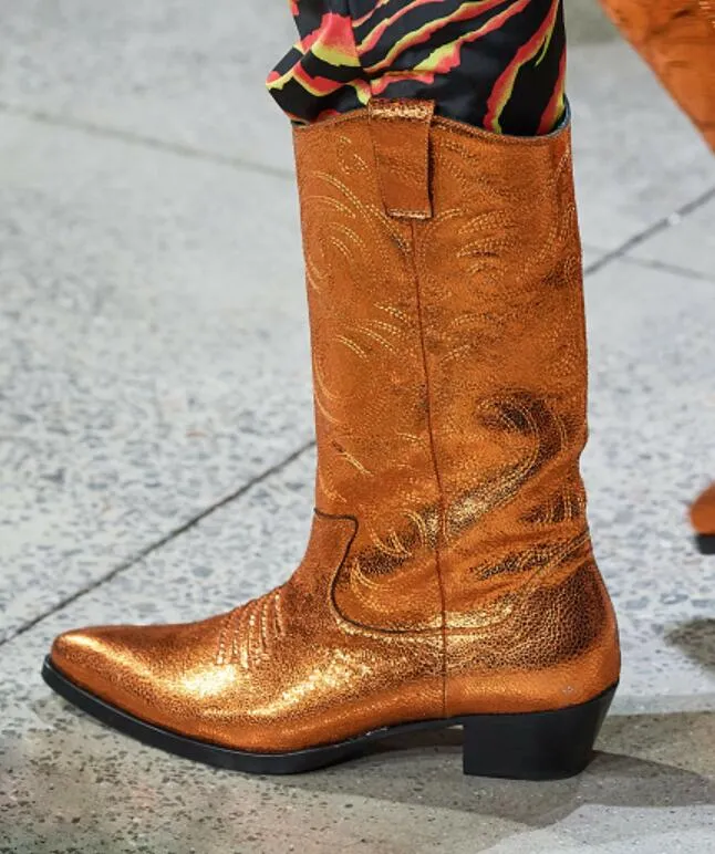 2019 New Women Mid Calf Boots Block Heel Point Toe Half Boots