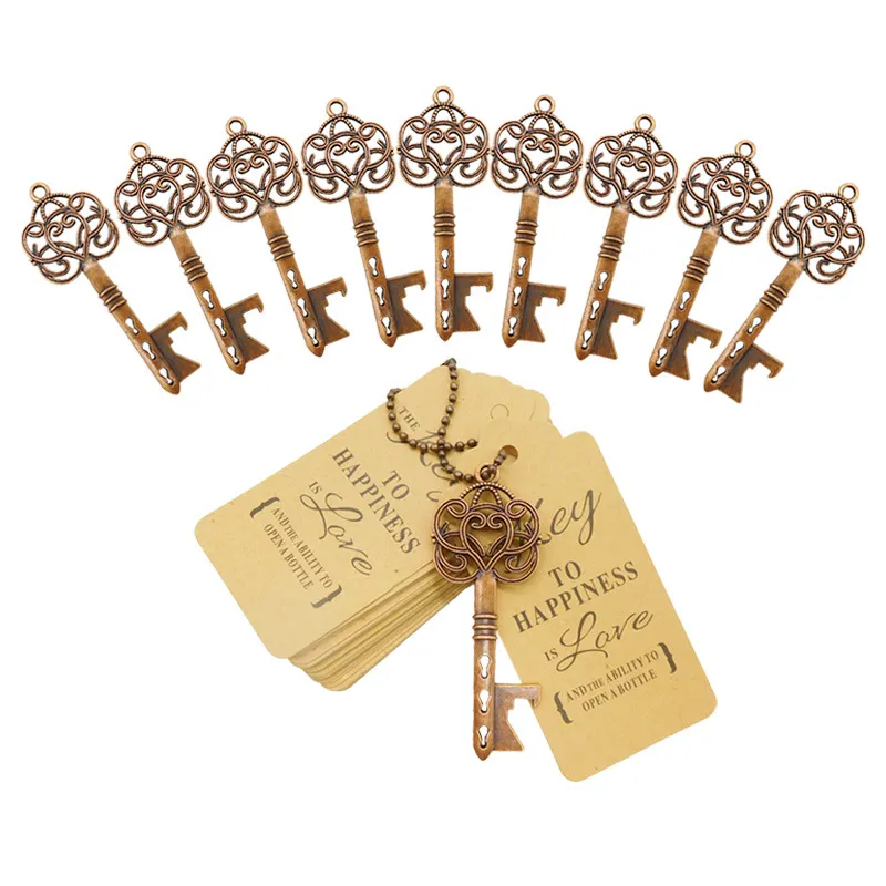 Décoration de mariage clé ouvre-bouteille de bière pendentif créatif fête d'anniversaire petits cadeaux cadeaux fonctionnels invités faveurs avec étiquette