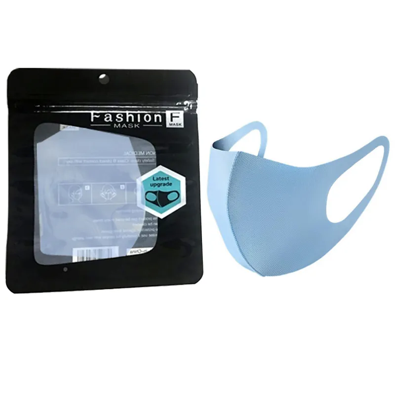 Ağız Buz Yıkanabilir Yüz Maskesi Bireysel Siyah Hediye Paketi Anti Toz PM2.5 Respiratörü toz geçirmez anti-bakteriyel Yeniden kullanılabilir İpek Çanta