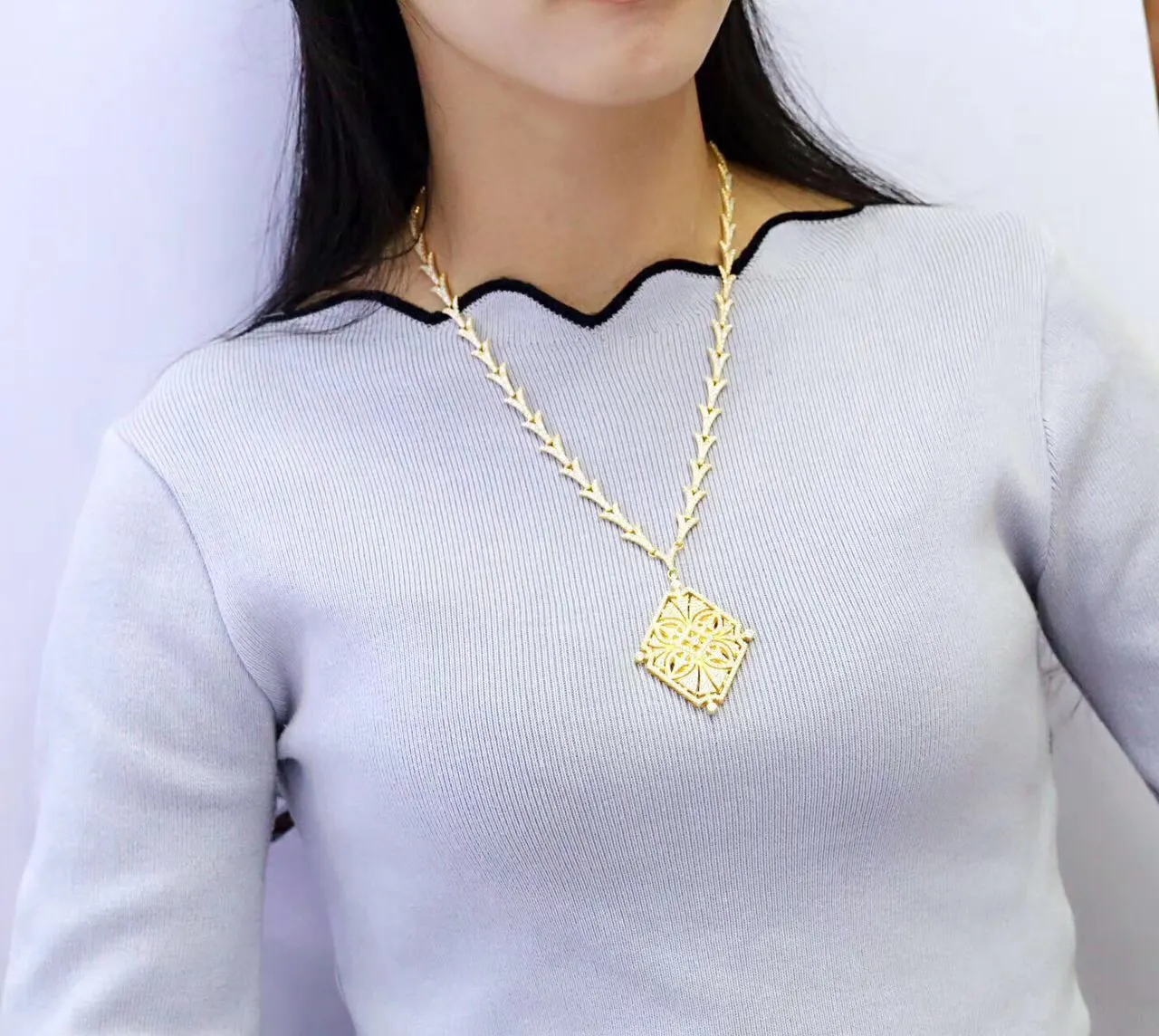 패션 - 꽃 925 스털링 실버 지르콘 목걸이 목걸이 체인 만든 여성 쥬얼리