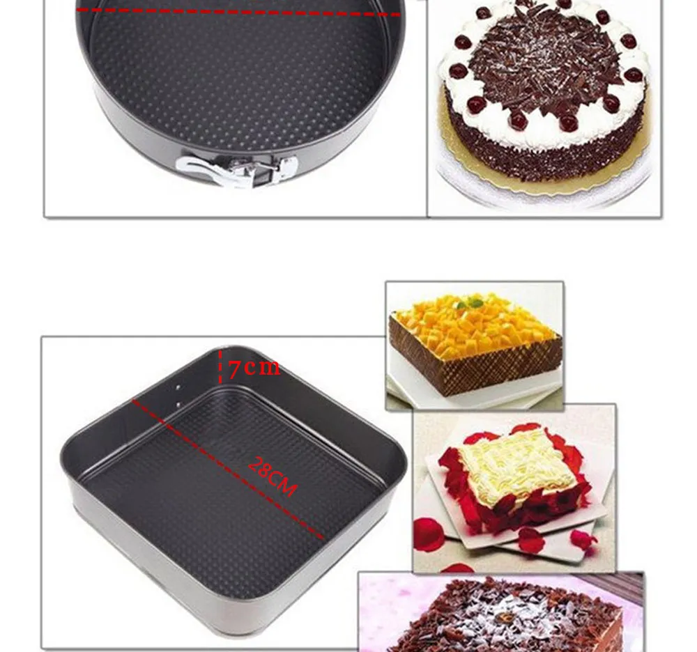 Baking Pastry Tools Square Round Heart Shapes Cake Mold Non-stick Springform Cake Baking Pan Set Cake Tools (12)