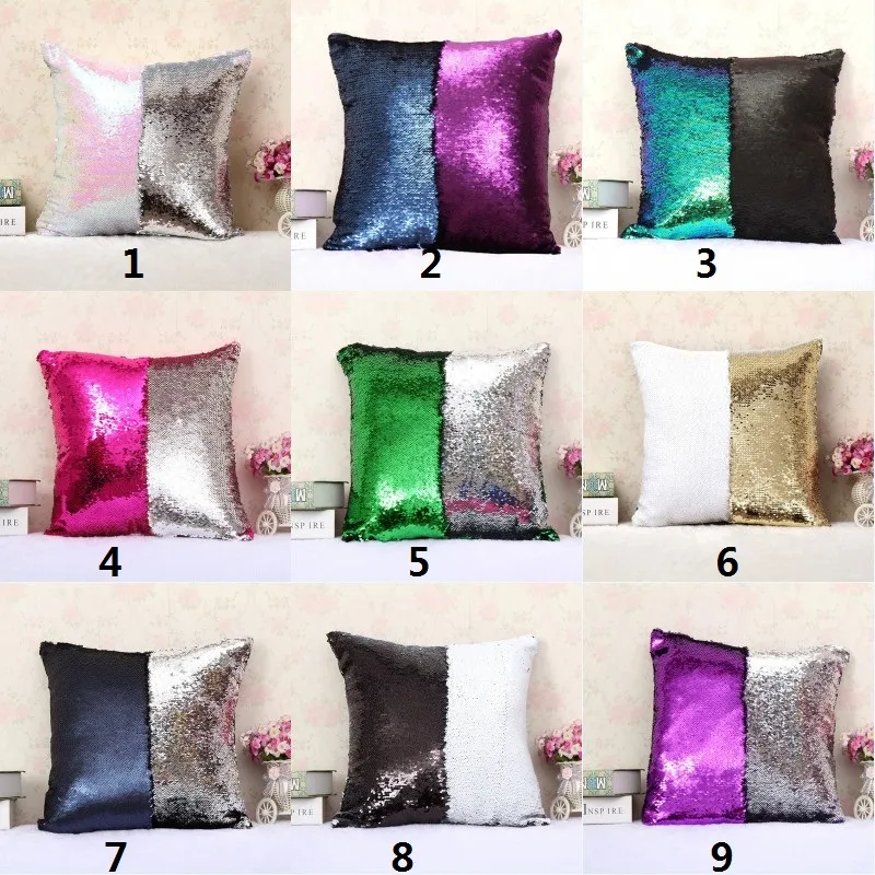 Sequin Mermaid Pillow Covers Sequins Pillowcase 40 40cm Cushion
