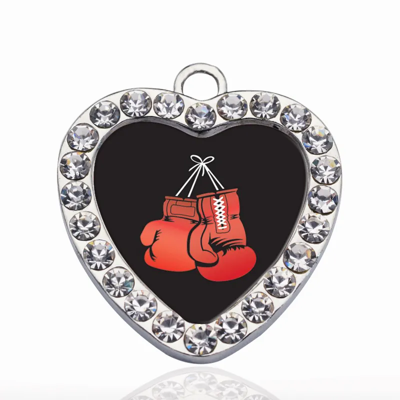 I Love Boxing Circle Charm Charms alla moda Collana Ciondolo Accessorio per gioielli Fare uomo Donna Gioielli stile retrò