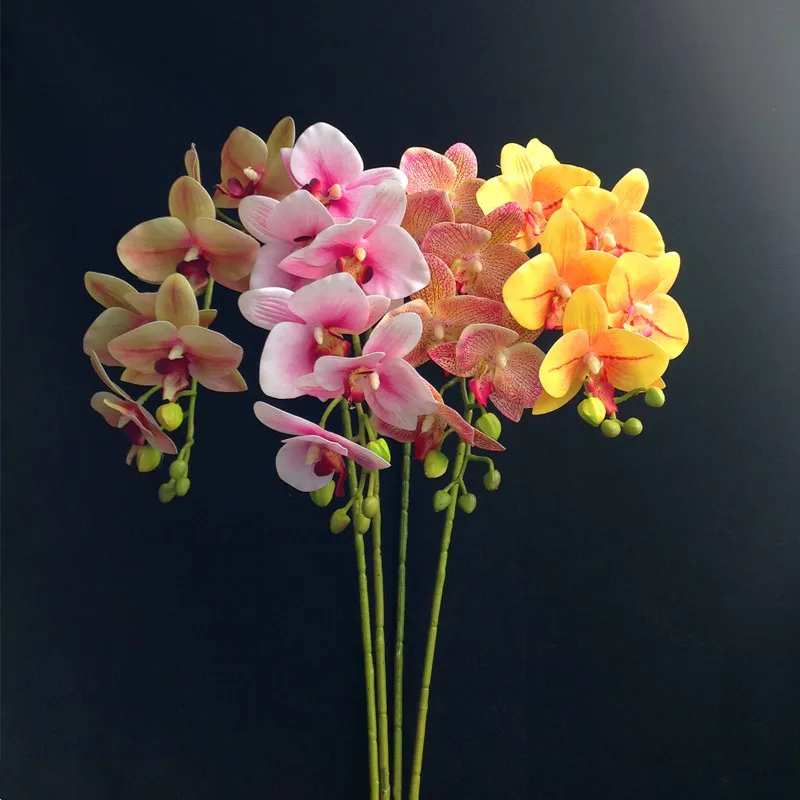 가짜 단일 웨딩 홈 장식 인공 꽃에 대한 오키드 시뮬레이션 리얼 터치 라텍스 신비 지움 난초 꽃 줄기