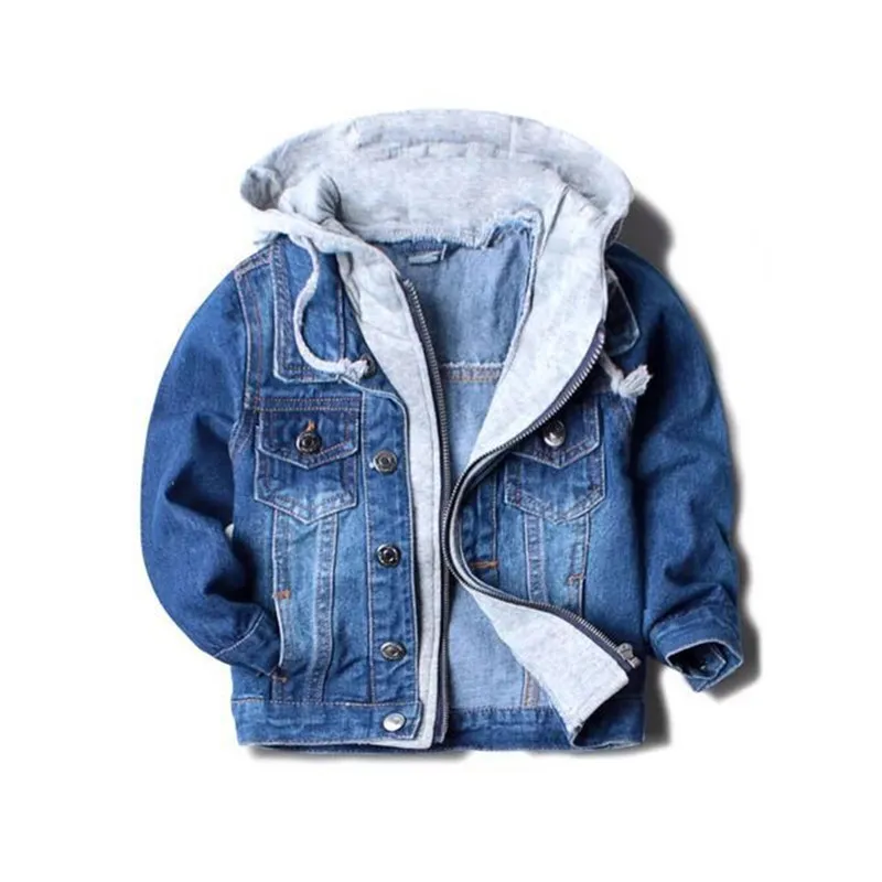 Hübsche Jungenjacken, Mäntel mit Kapuze, für Kinder, Frühling und Herbst, für Babys, Jungen, Denim, modische Kinder-Outwear, hohe Qualität