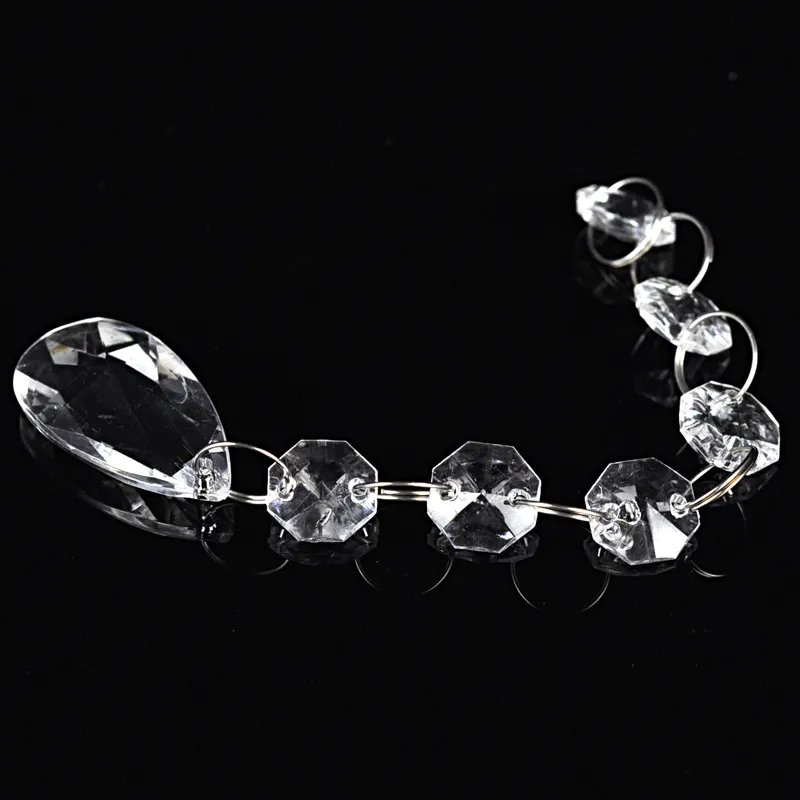 17cm Clear Crystal Acrylic Octagonal Beads Curtain Garland Chandelier Hanging Ornament Pendant Wedding Party Decorations
