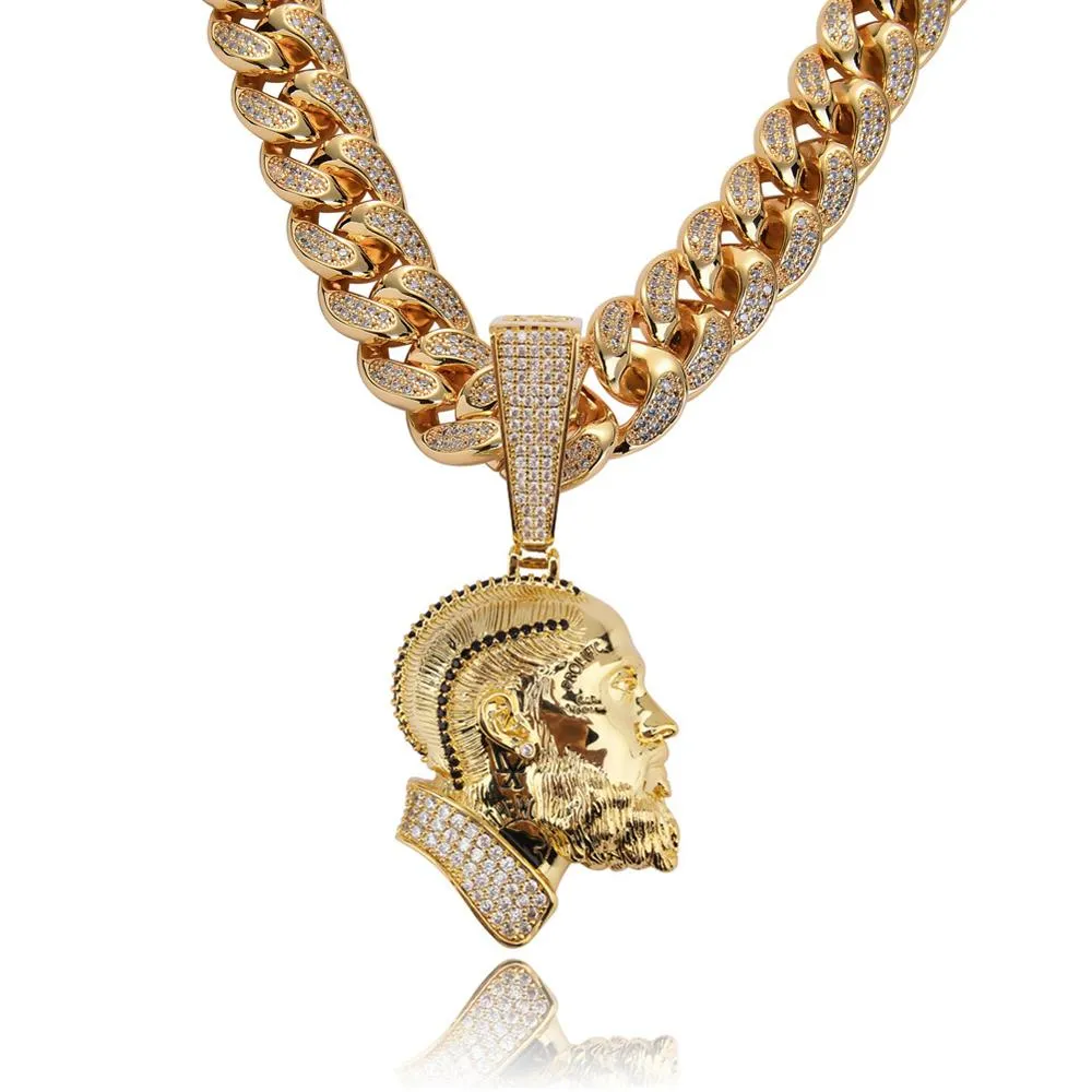 R.I.P Nipsey Hussle Cuban Chain Necklace & Pendant With Tennis Chain ...