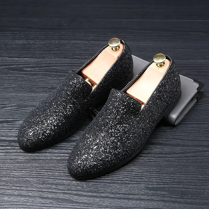 Dress Shoes Plus Size 3848 Luxury Men Casual Loafers Silver Black