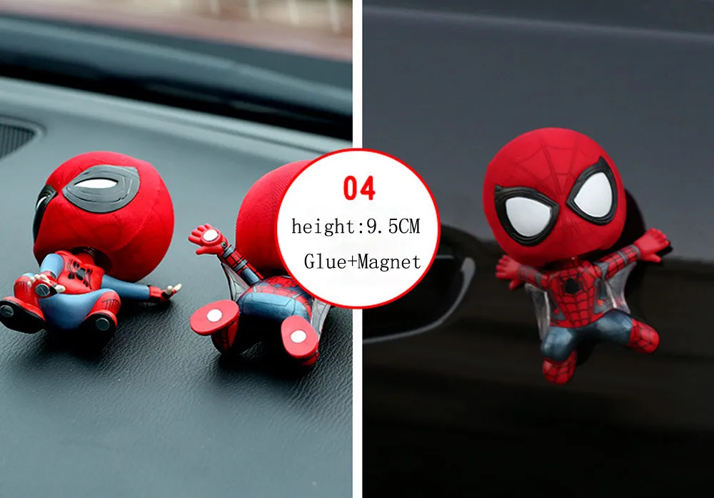 Car Ornament Spiderman Toy Resin Magnet Auto Interior Dashboard Decoration
