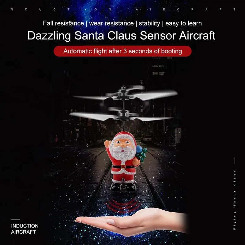 LED Inductive Mini RC Drone Flying Father Christmas Santa Claus RC Helicopter Geschenken Kerstcadeau Magic Src Planes voor kinderen Jongens