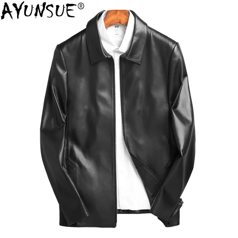 AYUNSUE Echtes Leder Jacke Männer Echte Schaffell Mantel Frühling Kurze Motorrad Jacke Mann Koreanische Veste En Cuir Homme KJ1457