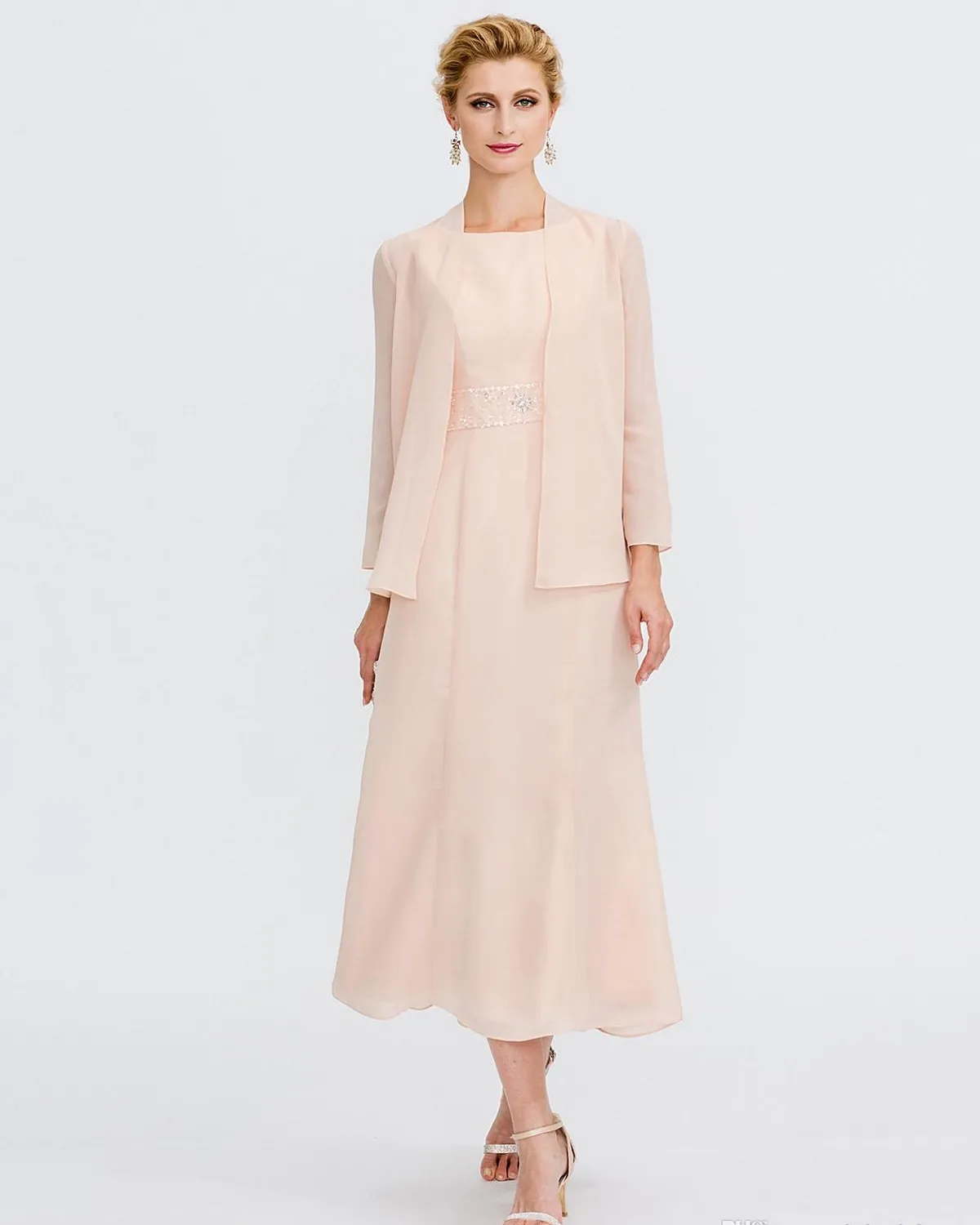 chiffon embellished jacket dress Long Mother of the Bride Formal Jacket Dress by Eva Fashion 3094