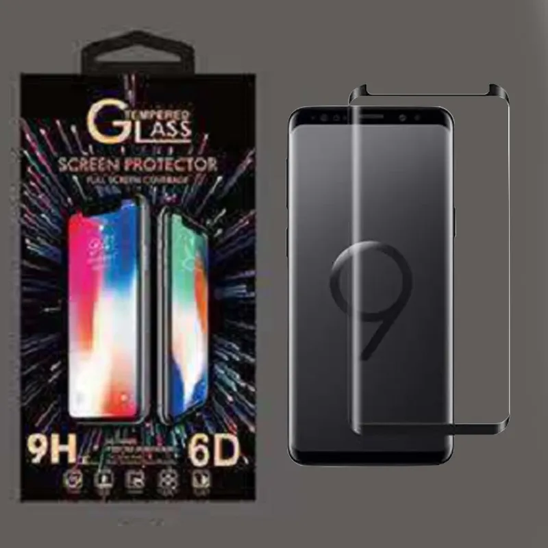 Protecteur d'écran de téléphone incurvé 3D en verre trempé pour Galaxy S9 Plus S8 Note 8 9 10 20 S10 S20 Plus S20 ultra avec boîte de vente au détail