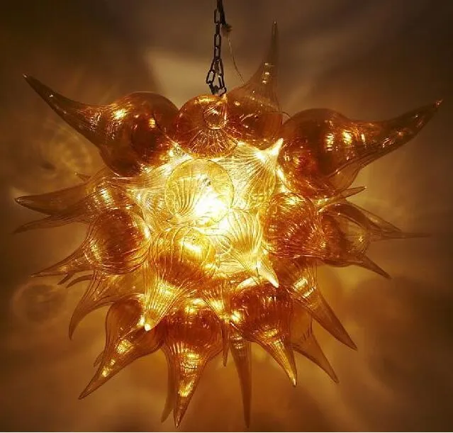 우아한 램프 앰버 샹들리에 조명 LED 천장 램프 현대 손을 날려 무라노 유리 거품 펜던트 조명