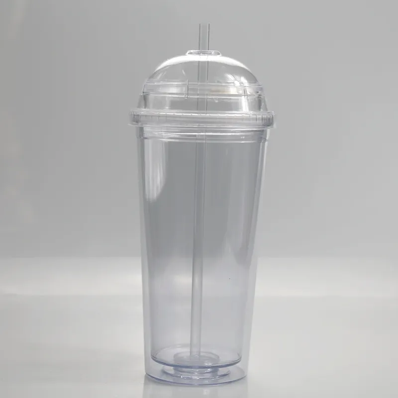 20 oz acrylic tumbler with dome lid and straw double wall clear plastic  insulated travel cup from Dhgate Tumblers - price 3.5