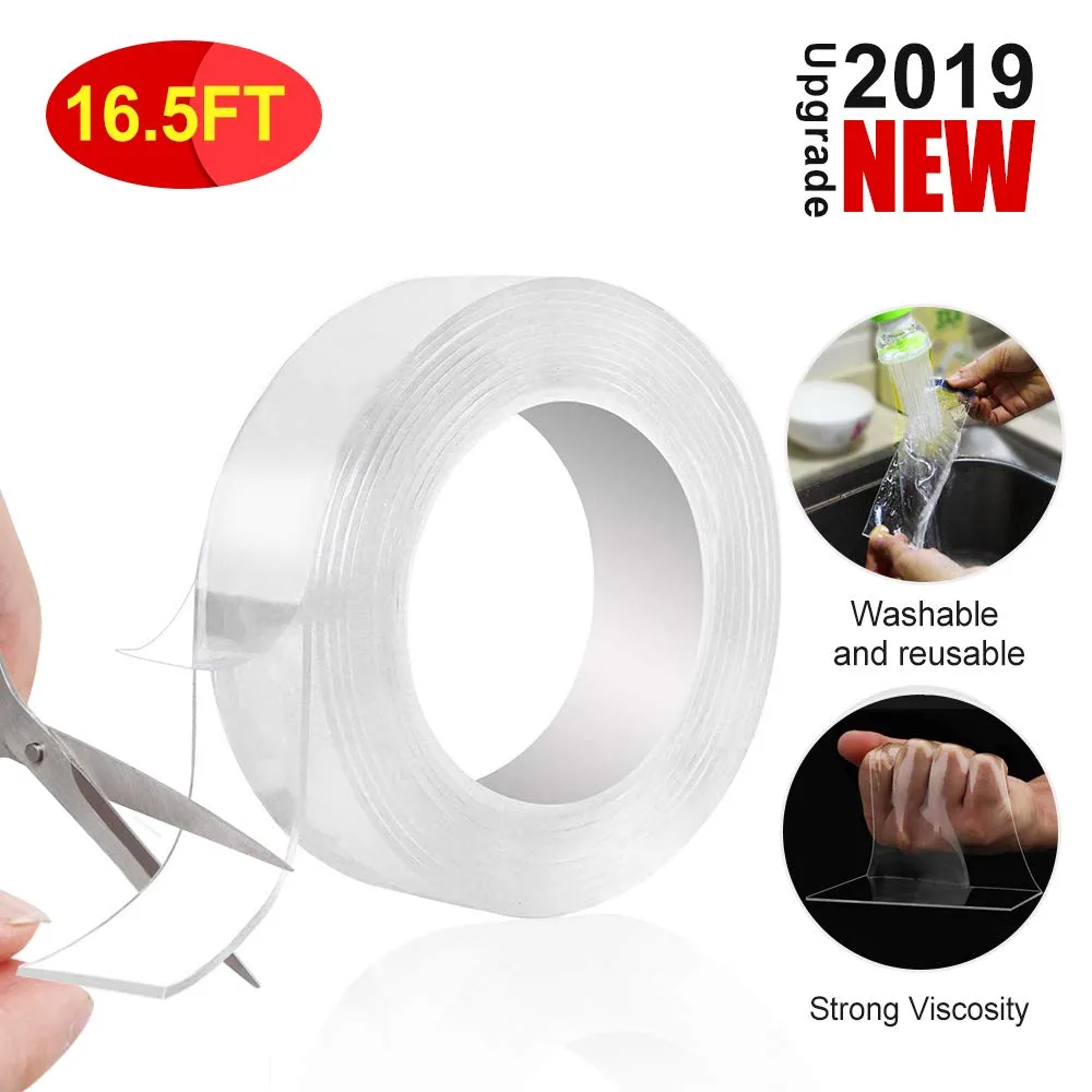 Transparent Nano Tape Washable and Reusable Double-sided Adhesive