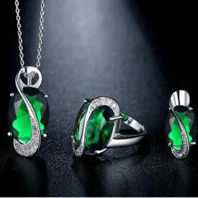 Luxury jewelry set wholesale custom fashionable trend high end cubic zirconia jewelry set crystal jewelry set