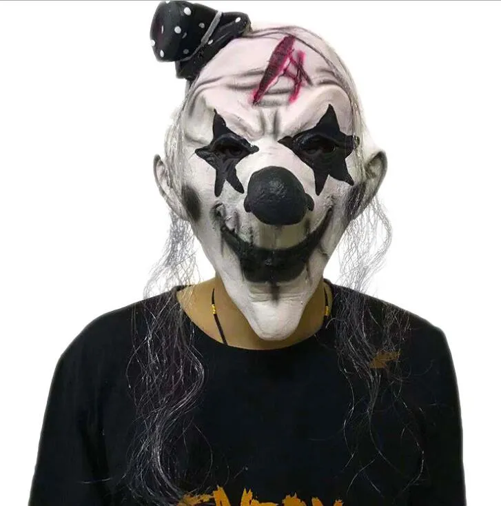 Adereços de Halloween, máscaras de palhaço, adereços de desempenho,  paródias de terror assustador, rostos assustadores, capôs, casas  assombradas (1 laranja) Moda